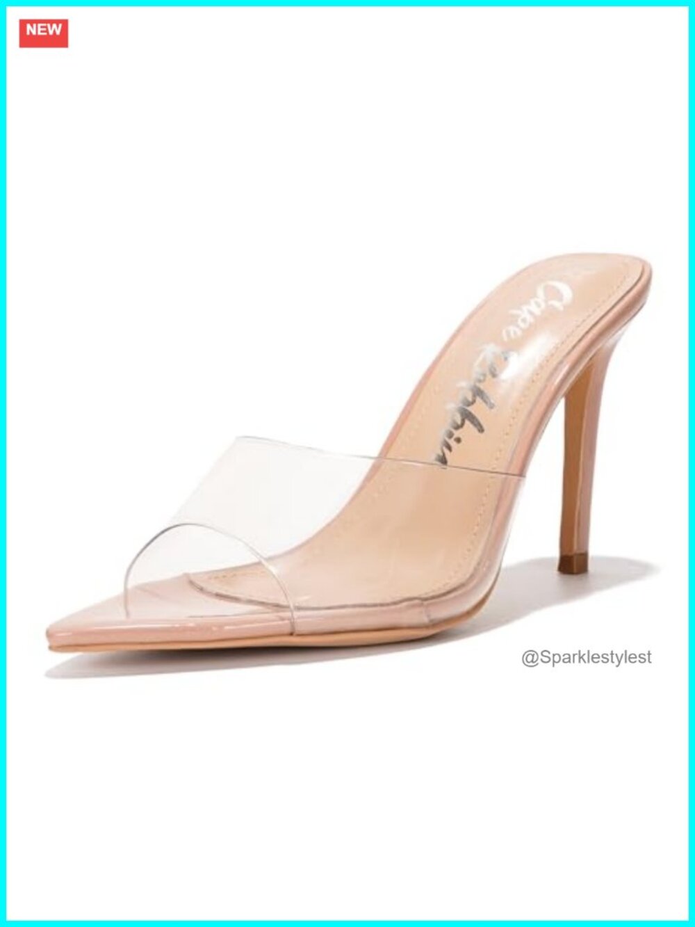 Clear Heels Sandals with 3.75 Inch Stiletto, PU Leather Memory Foam Insole &